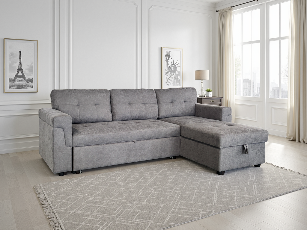 Omniya Sofabed Grey Universal Left Or Right Corner with Storage