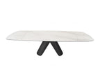 Opulento Extending Dining Table Matt White & Cosmic Grey Vein Ceramic