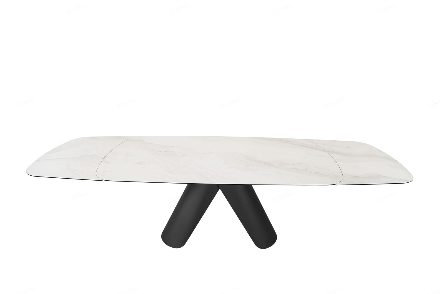 Opulento Extending Dining Table Matt White & Cosmic Grey Vein Ceramic