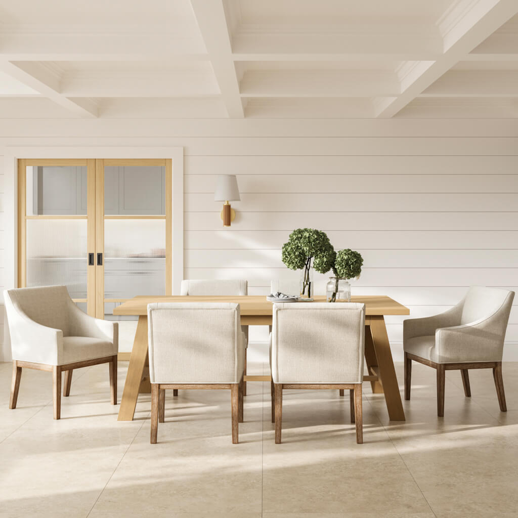 PIPER BISQUE BRUSHED WOOD DINING CHAIR