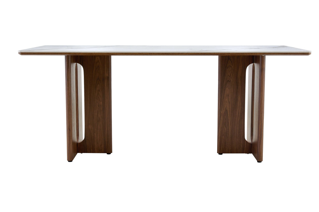Rinato Dining Table Walnut & White With Sunset Cloud Vein