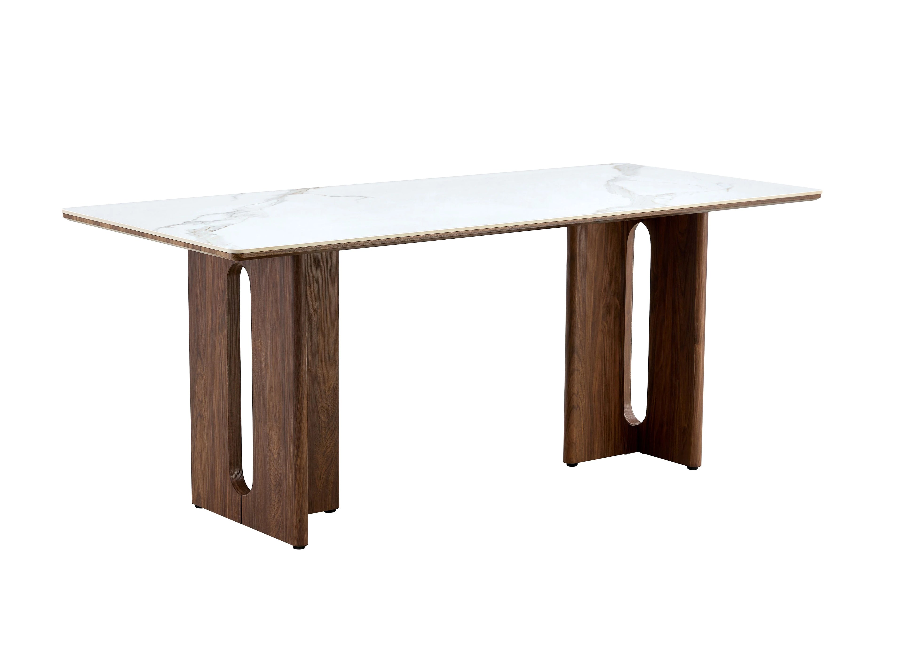 Rinato Dining Table Walnut & White With Sunset Cloud Vein