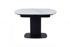 Ritz Swivel Ext Ceramic Dining Table White / Grey Marble