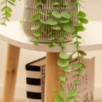 Set of 2 Plants in Beige Rustic Ribbed Ceramic Pots