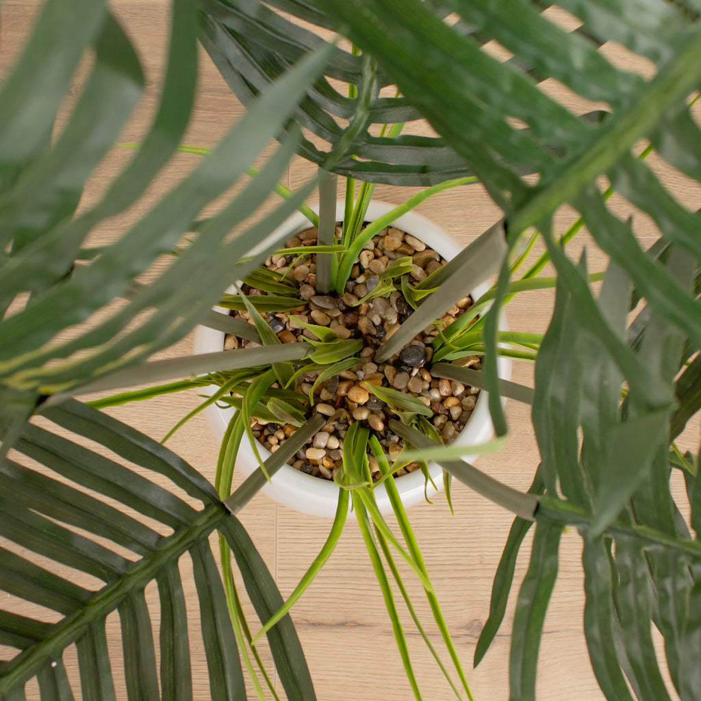 120Cm Palm With Grass In Ceramic Pot
