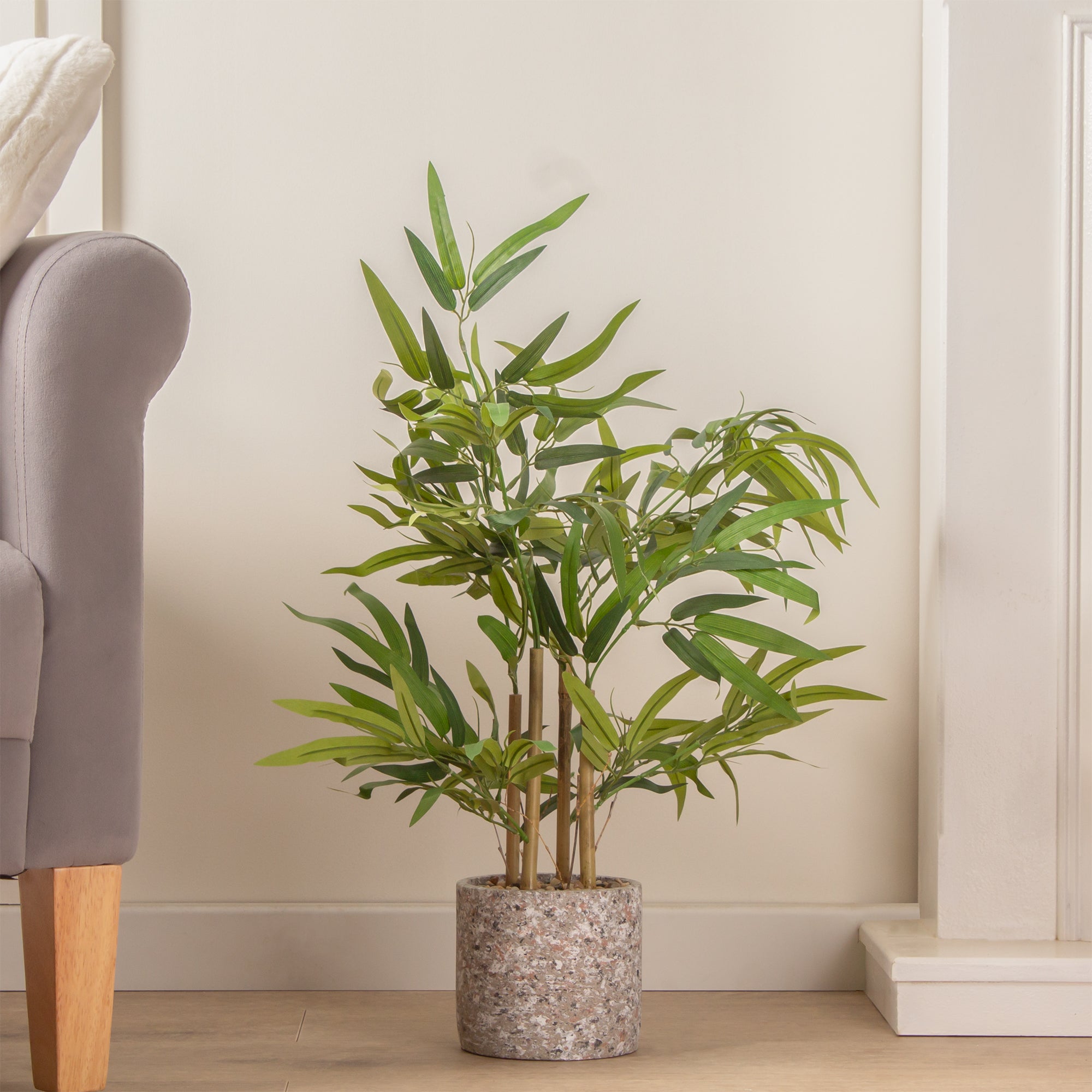 60Cm Tabletop Bamboo In Cement Pot