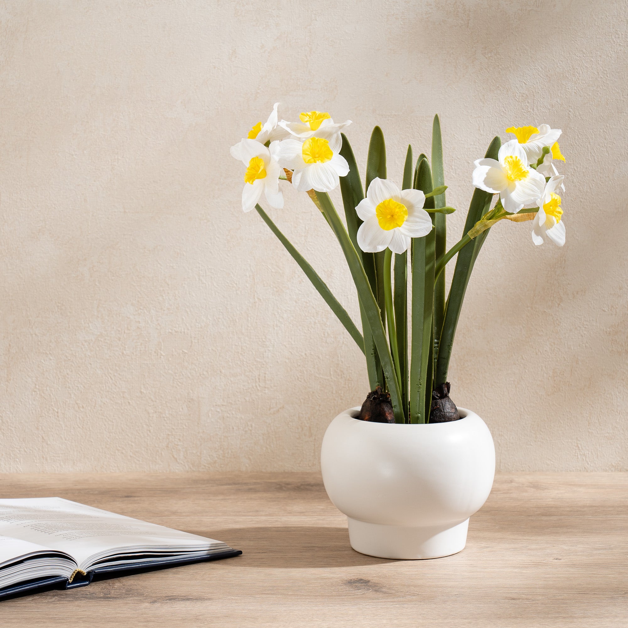 42cm Daffodil Spray in Ceramic Pot