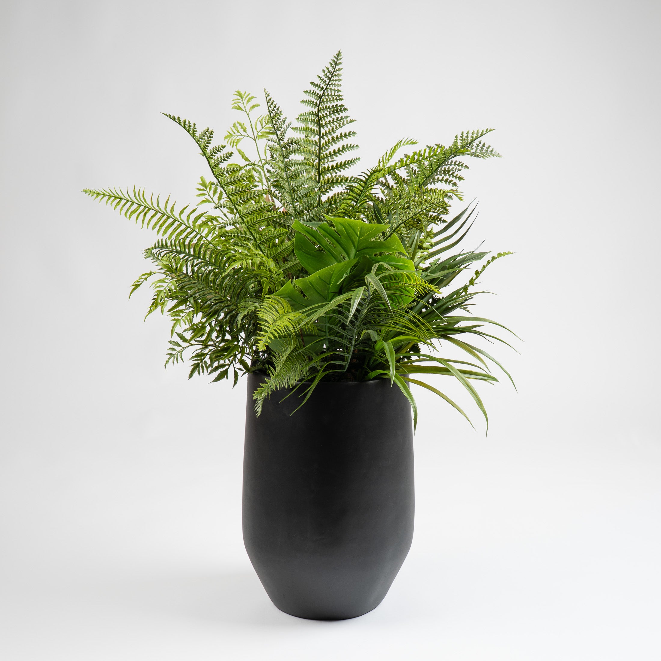102cm Mixed Fern Container Black