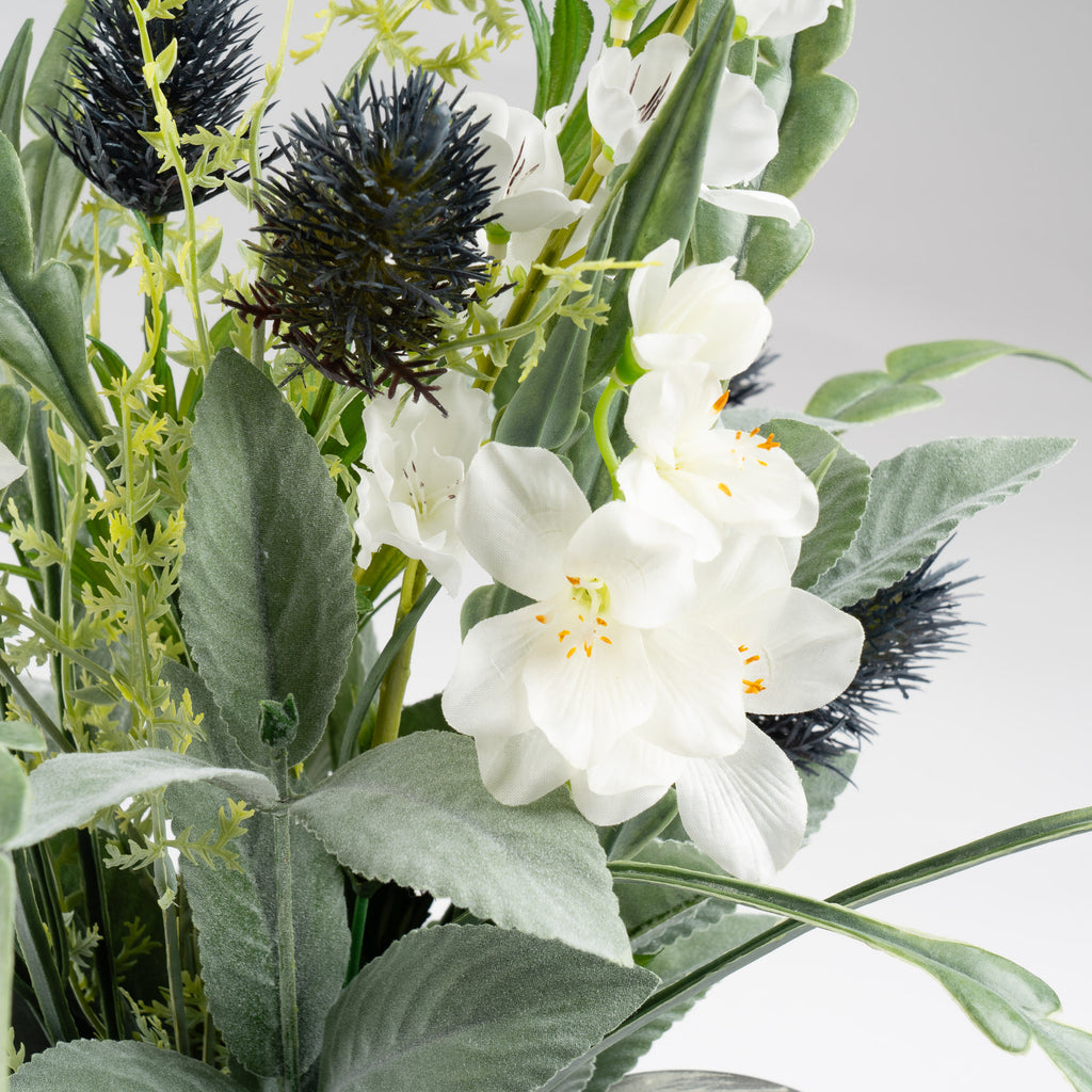 60Cm Mixed Floral In Metal Jug **New**