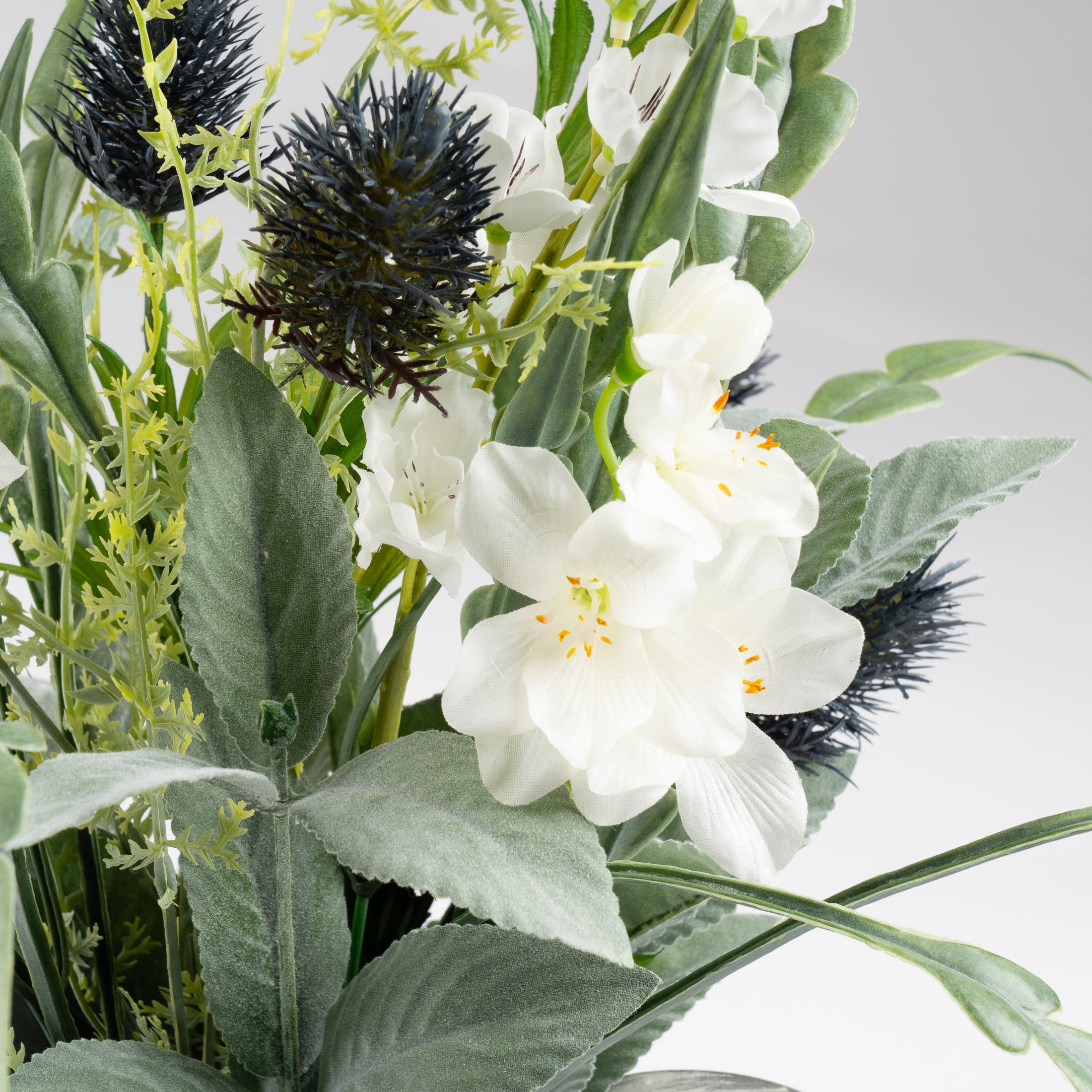 60Cm Mixed Floral In Metal Jug **New**