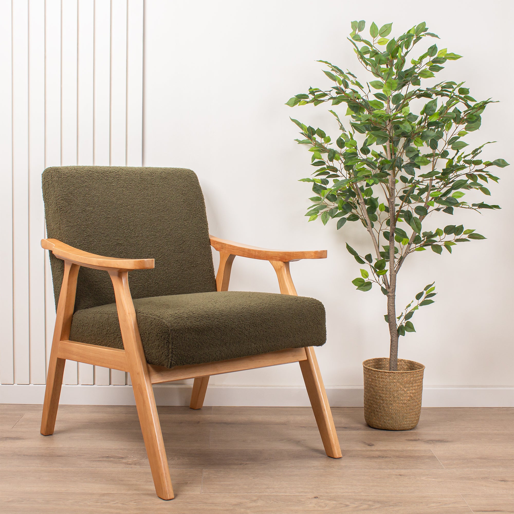 Green Boucle Chair (Flat Arms)