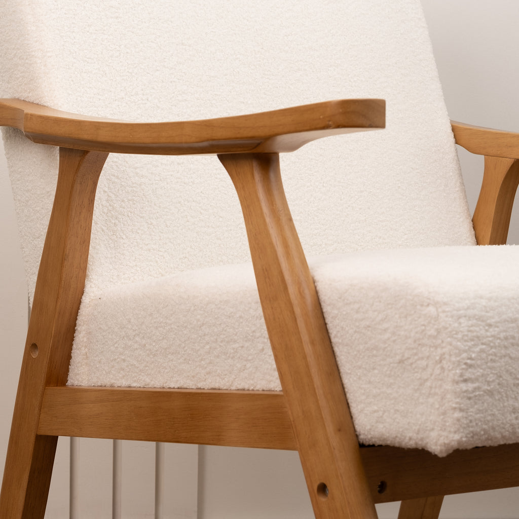 Cream Boucle Chair (Flat Arms)