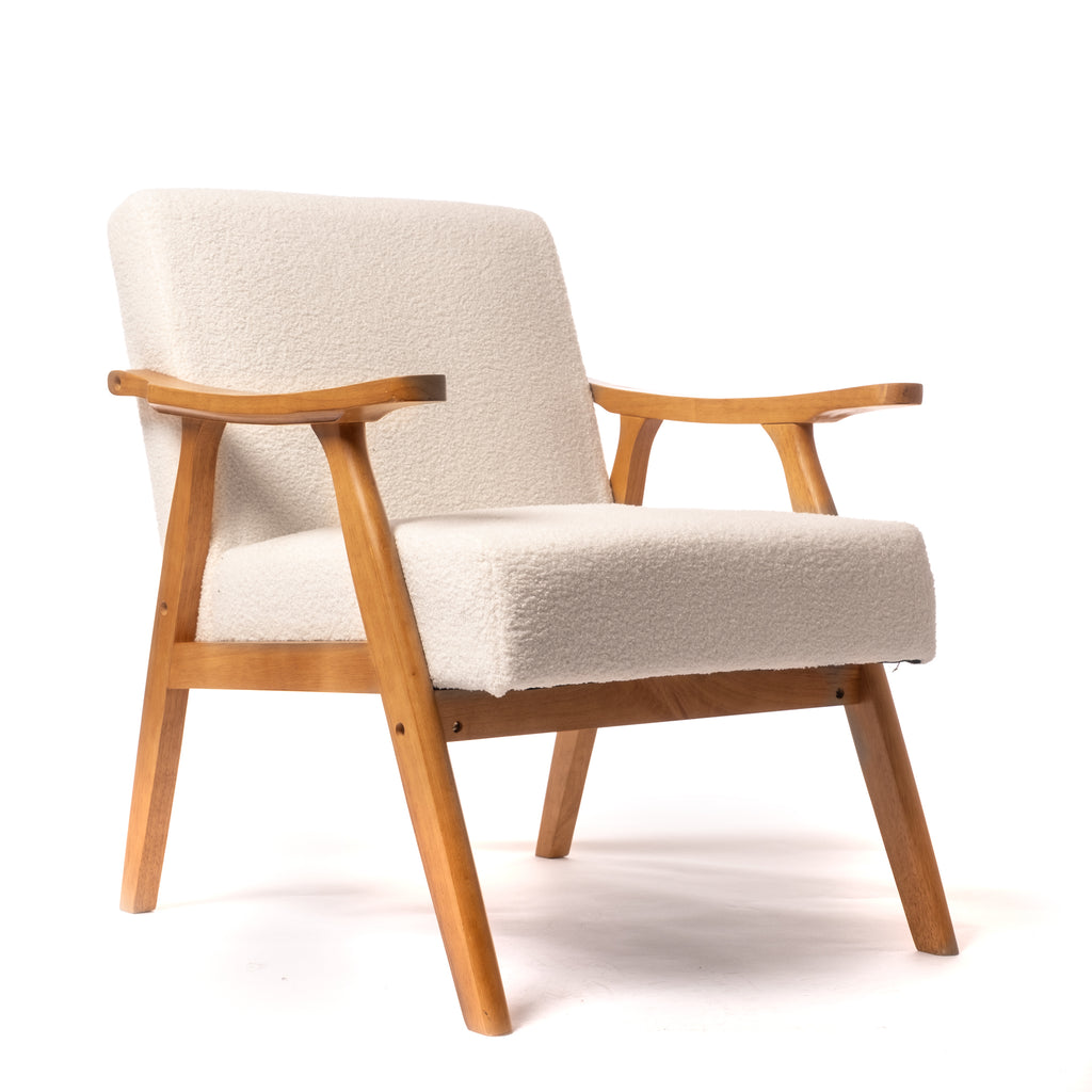 Cream Boucle Chair (Flat Arms)