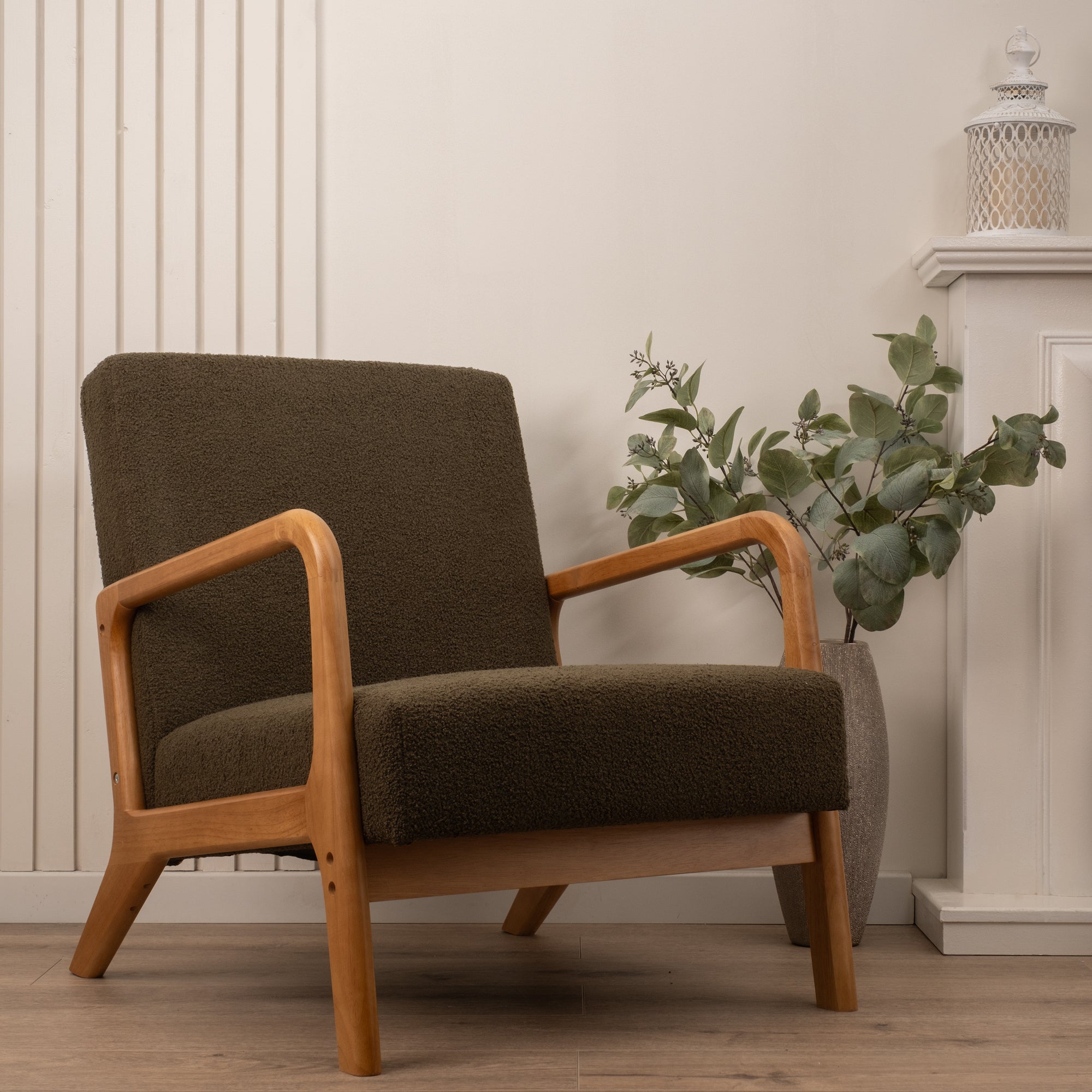 Green Boucle Chair (Curved Arms)