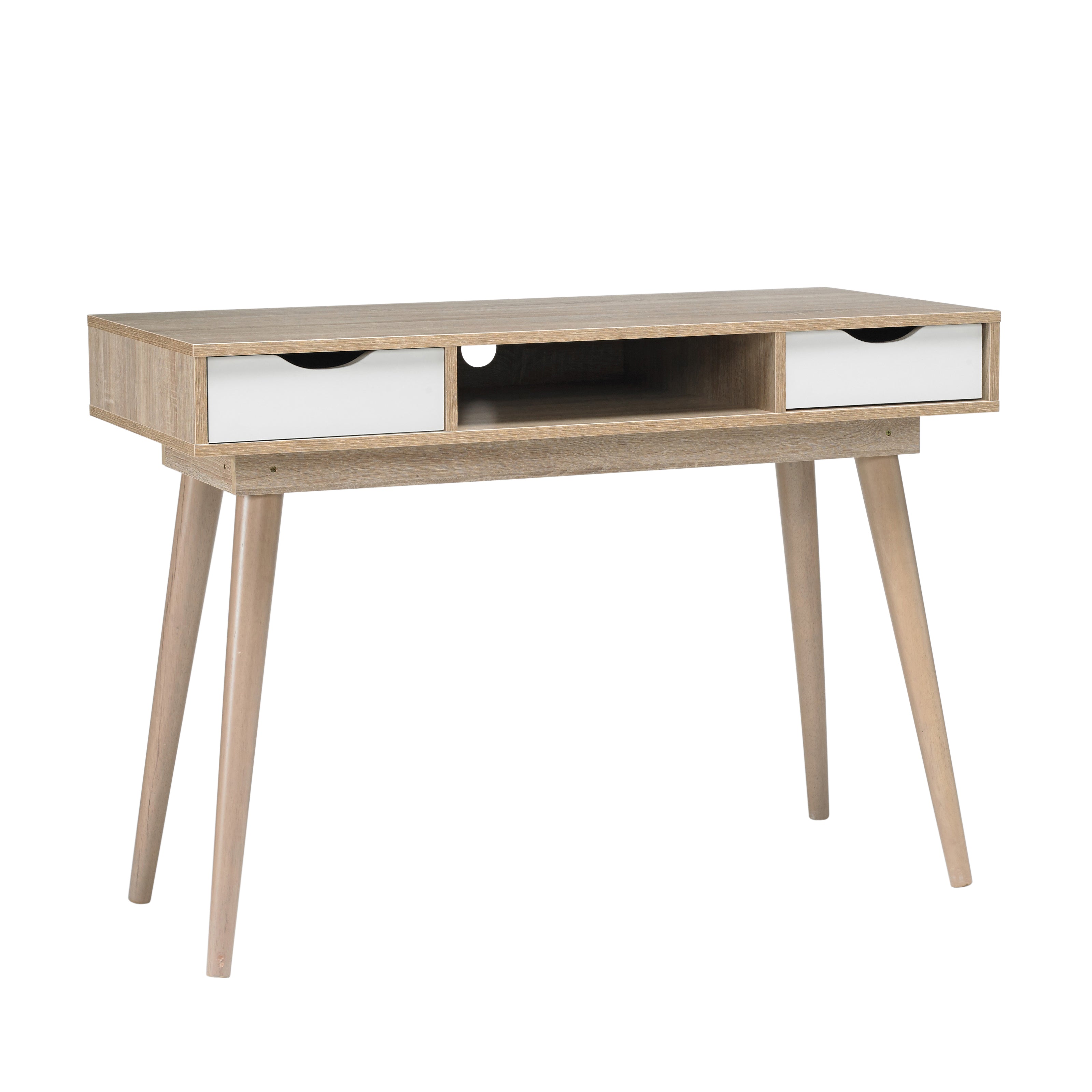 Scandi Desk Oak With White Drawers
