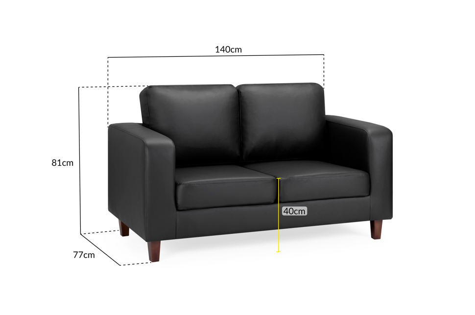 Sofa In A Box 2 Seater Black Faux Leather