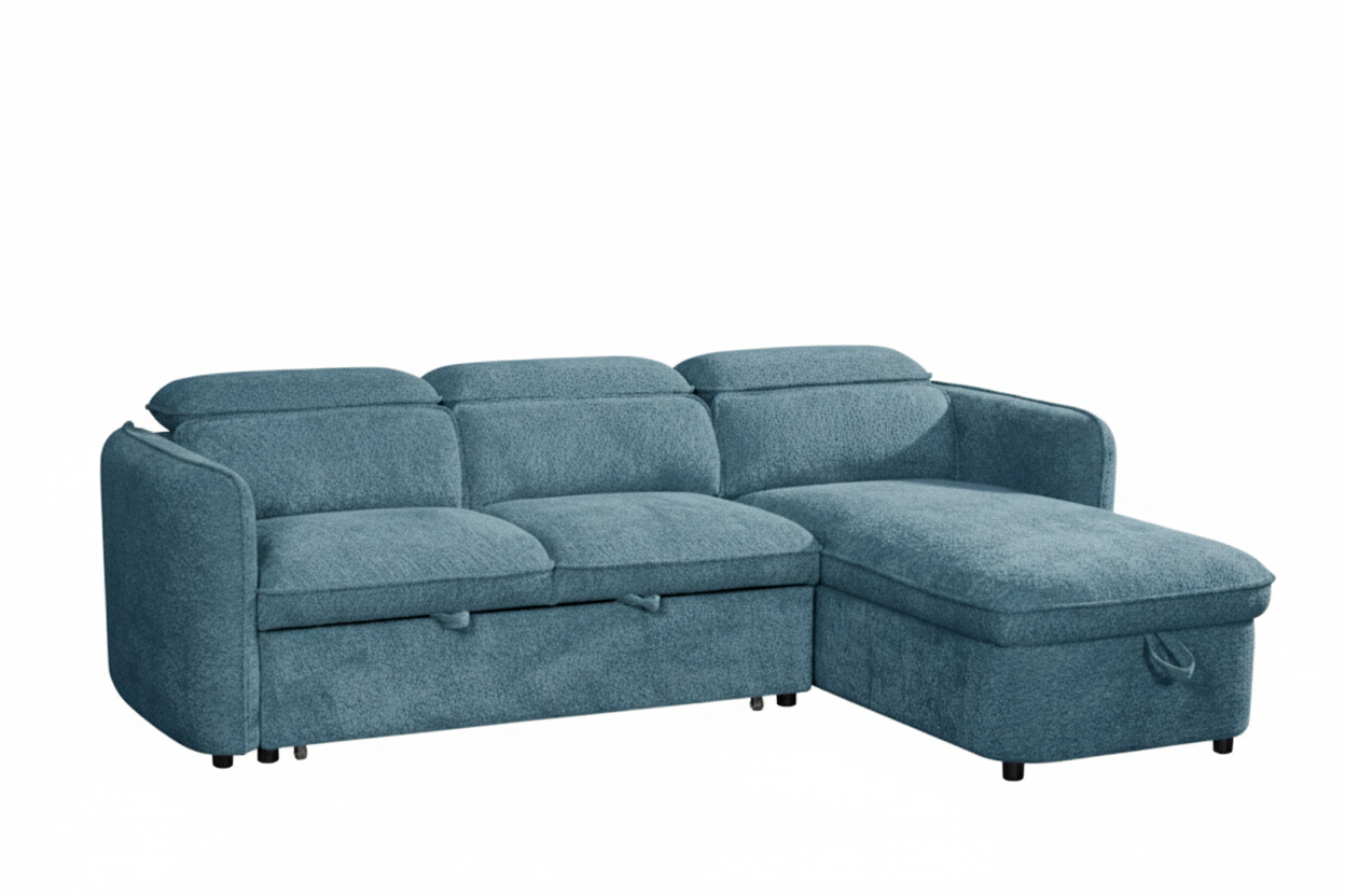 Capri Sofabed Universal Corner With Adjustable Headrests Blue Eastley | Kip | Quercioli | Barete | Metropolitan | Portobello | Aissa Style