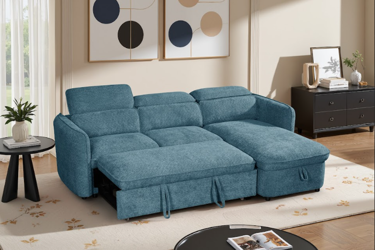 Capri Sofabed Universal Corner With Adjustable Headrests Blue Eastley | Kip | Quercioli | Barete | Metropolitan | Portobello | Aissa Style