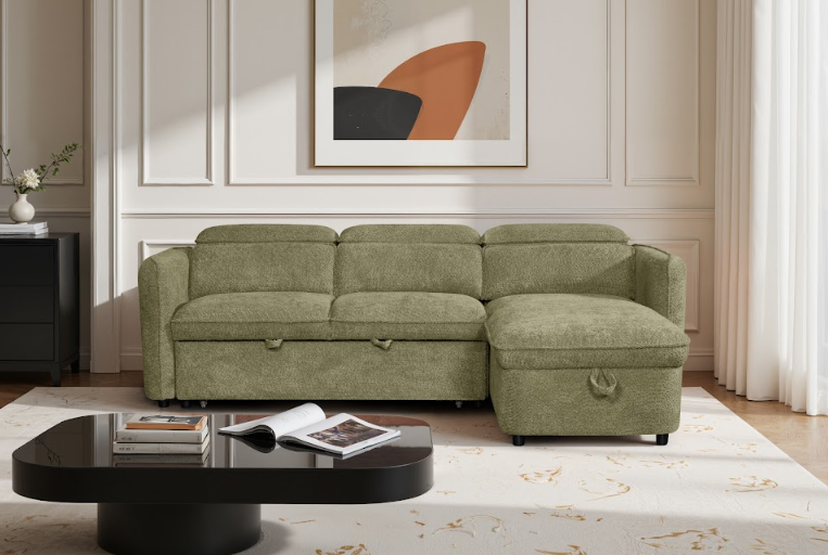 Capri Sofabed Universal Corner With Adjustable Headrests Green Eastley | Kip | Quercioli | Barete | Metropolitan | Portobello | Aissa Style