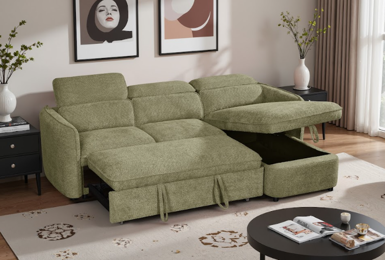 Capri Sofabed Universal Corner With Adjustable Headrests Green Eastley | Kip | Quercioli | Barete | Metropolitan | Portobello | Aissa Style