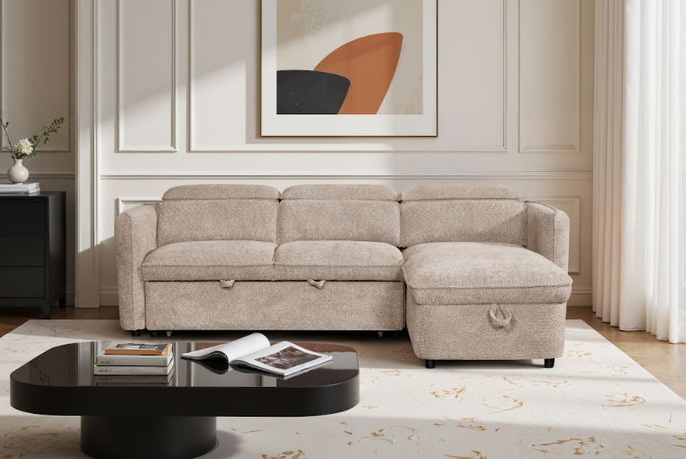 Capri Sofabed Universal Corner With Adjustable Headrests Beige Eastley | Kip | Quercioli | Barete | Metropolitan | Portobello | Aissa Style