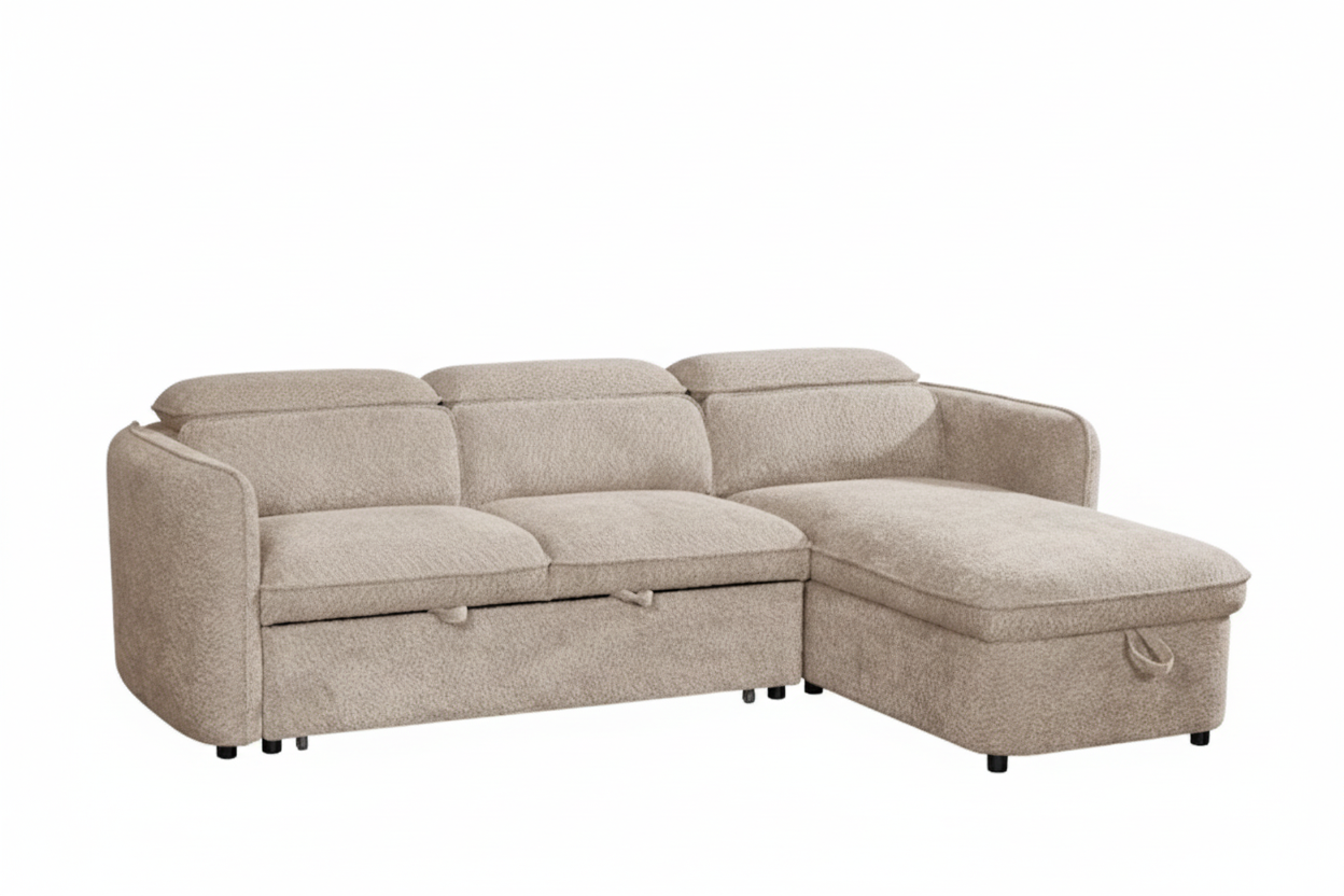 Capri Sofabed Universal Corner With Adjustable Headrests Beige Eastley | Kip | Quercioli | Barete | Metropolitan | Portobello | Aissa Style