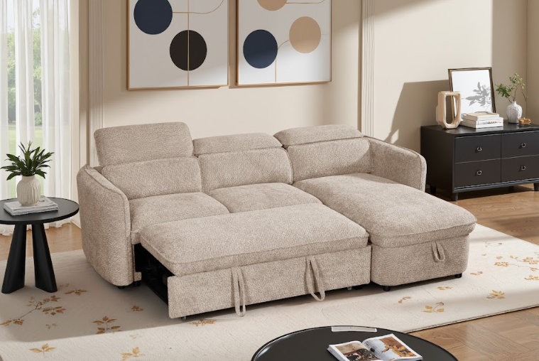 Capri Sofabed Universal Corner With Adjustable Headrests Beige Eastley | Kip | Quercioli | Barete | Metropolitan | Portobello | Aissa Style