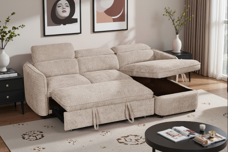 Capri Sofabed Universal Corner With Adjustable Headrests Beige Eastley | Kip | Quercioli | Barete | Metropolitan | Portobello | Aissa Style