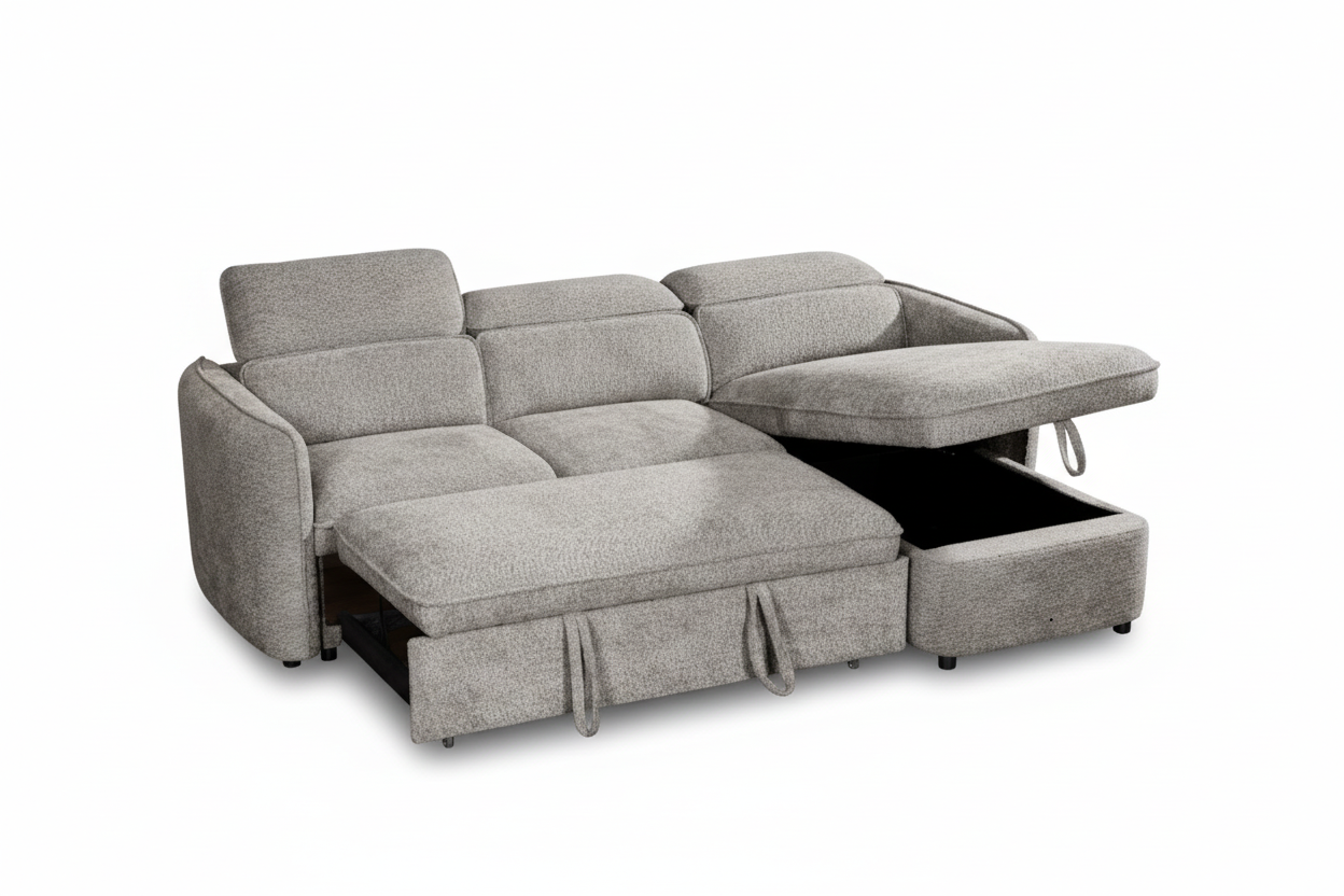 Capri Sofabed Universal Corner With Adjustable Headrests Grey Eastley | Kip | Quercioli | Barete | Metropolitan | Portobello | Aissa Style