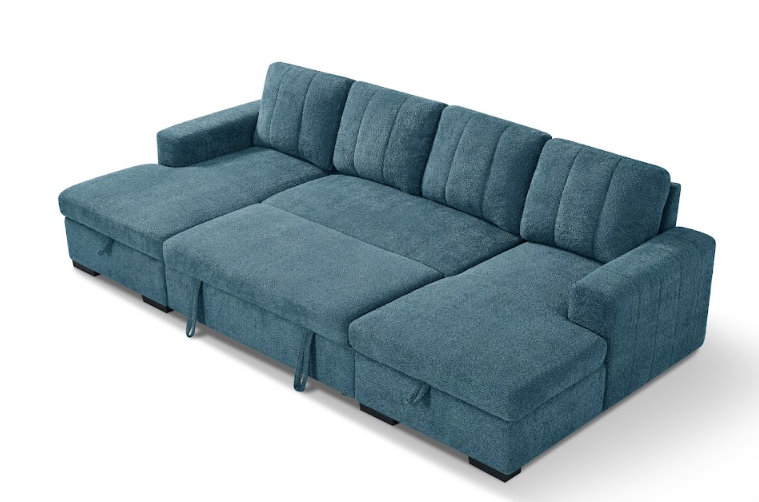 Como U Shape Sofabed With Ottoman Storage Blue Morgan | Malvern | Somerford | Calix | Euphoria | Plush Style