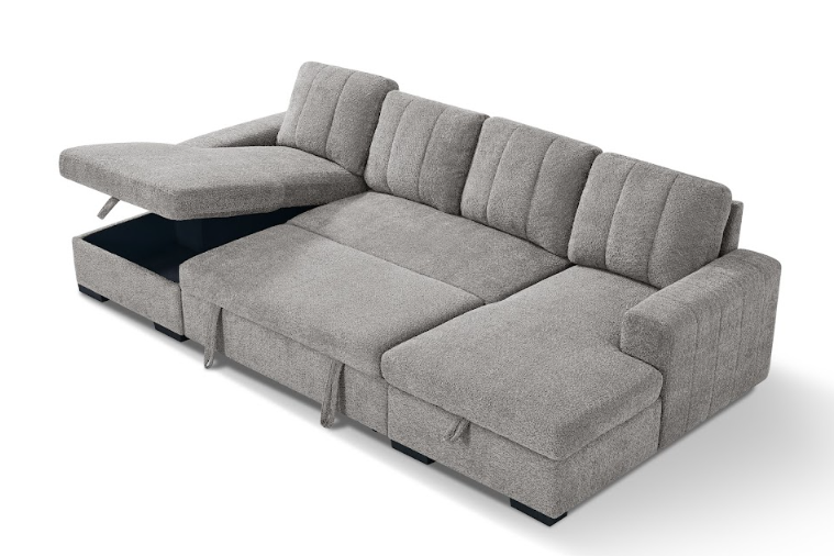 Como U Shape Sofabed With Ottoman Storage Grey Morgan | Malvern | Somerford | Calix | Euphoria | Plush Style