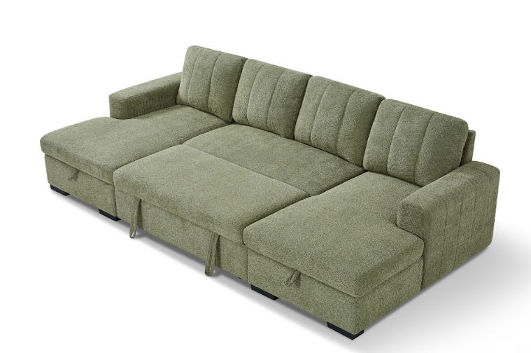 Como U Shape Sofabed With Ottoman Storage Olive Green Morgan | Malvern | Somerford | Calix | Euphoria | Plush Style