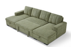 Como U Shape Sofabed With Ottoman Storage Olive Green Morgan | Malvern | Somerford | Calix | Euphoria | Plush Style