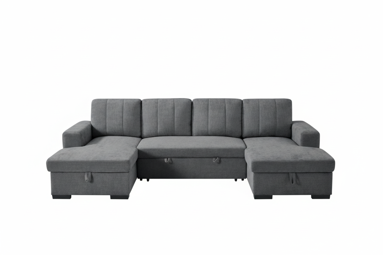 Como U Shape Sofabed With Ottoman Storage Charcoal Morgan | Malvern | Somerford | Calix | Euphoria | Plush Style