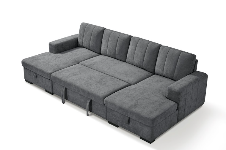 Como U Shape Sofabed With Ottoman Storage Charcoal Morgan | Malvern | Somerford | Calix | Euphoria | Plush Style