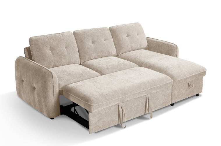 Moscow Universal L Shape Corner Sofa Bed Beige With Ottoman Storage Eastley | Kip | Quercioli | Barete | Metropolitan | Portobello | Aissa Style
