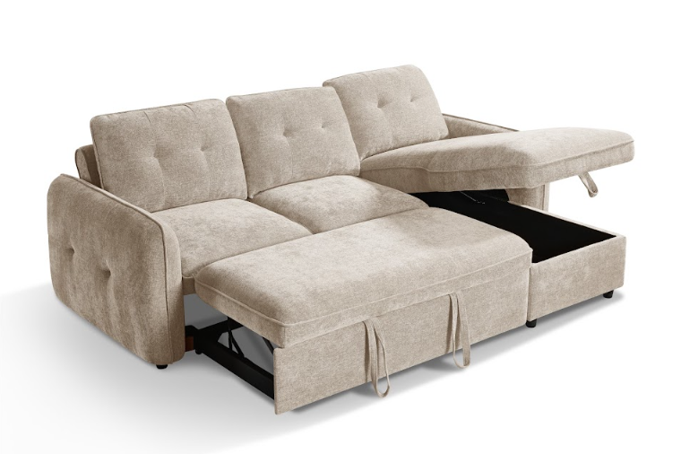 Moscow Universal L Shape Corner Sofa Bed Beige With Ottoman Storage Eastley | Kip | Quercioli | Barete | Metropolitan | Portobello | Aissa Style