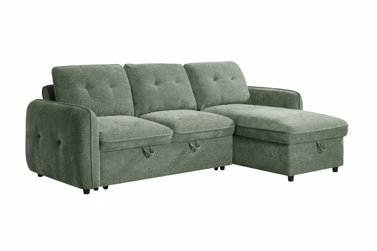 Moscow Universal L Shape Corner Sofa Bed Green With Ottoman Storage Eastley | Kip | Quercioli | Barete | Metropolitan | Portobello | Aissa Style