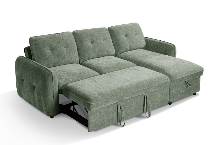 Moscow Universal L Shape Corner Sofa Bed Green With Ottoman Storage Eastley | Kip | Quercioli | Barete | Metropolitan | Portobello | Aissa Style