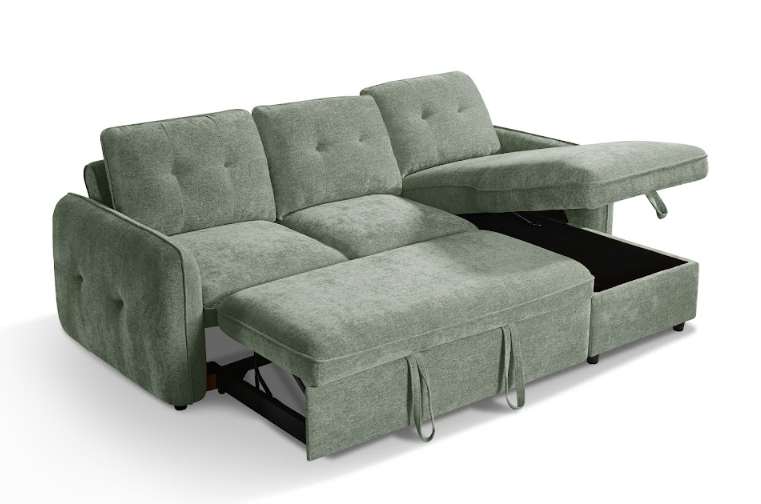 Moscow Universal L Shape Corner Sofa Bed Green With Ottoman Storage Eastley | Kip | Quercioli | Barete | Metropolitan | Portobello | Aissa Style