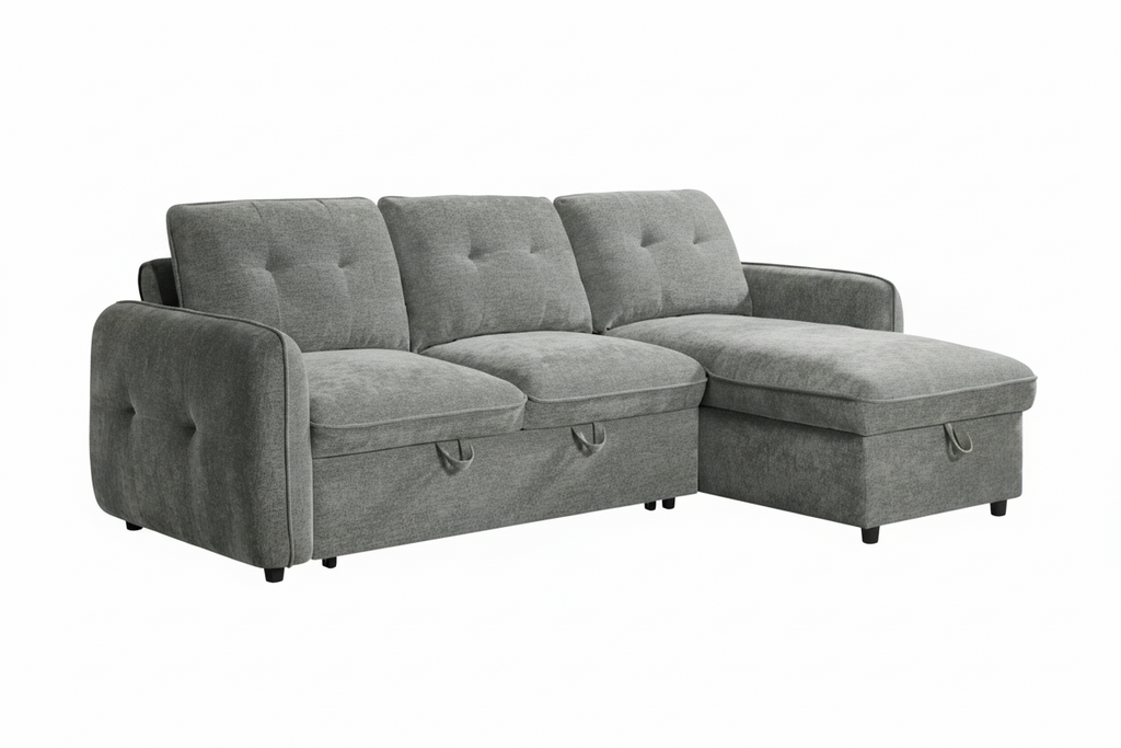 Moscow Universal L Shape Corner Sofa Bed Grey With Ottoman Storage Eastley | Kip | Quercioli | Barete | Metropolitan | Portobello | Aissa Style