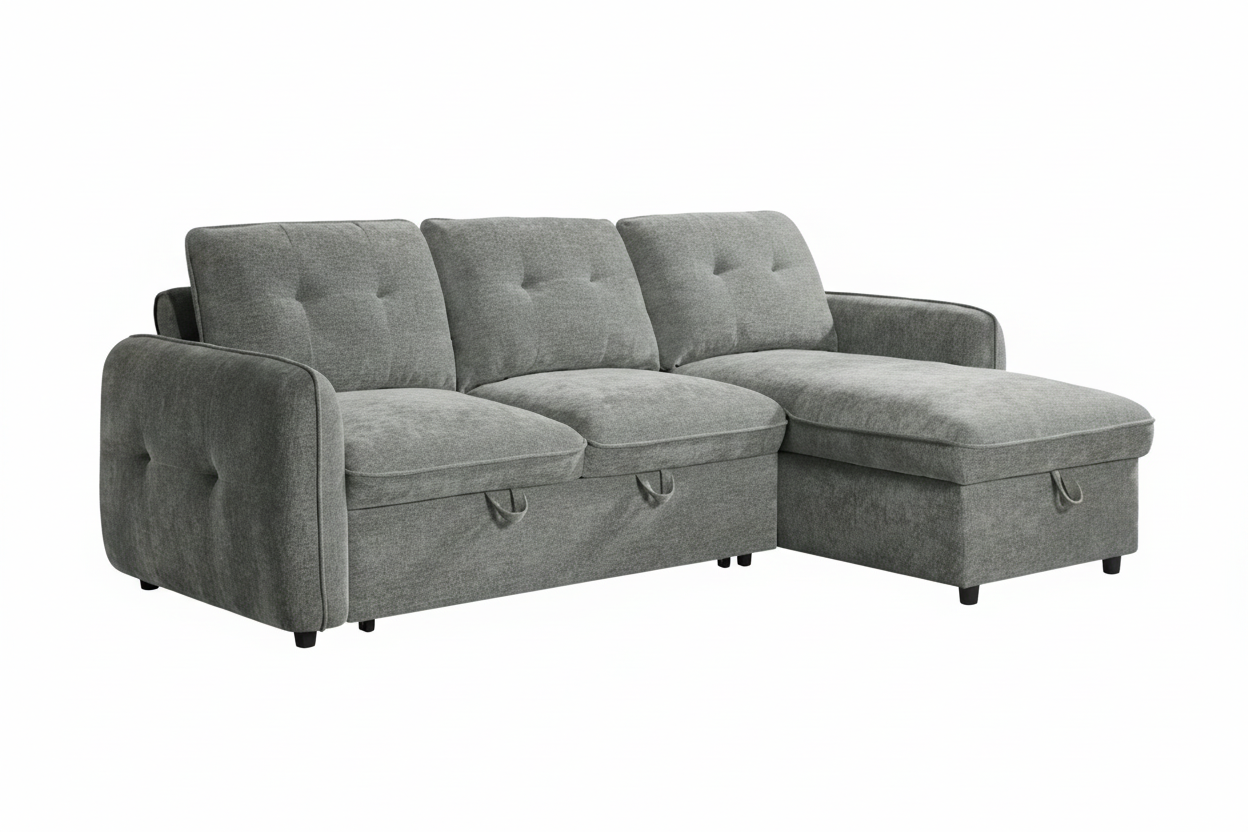 Moscow Universal L Shape Corner Sofa Bed Grey With Ottoman Storage Eastley | Kip | Quercioli | Barete | Metropolitan | Portobello | Aissa Style