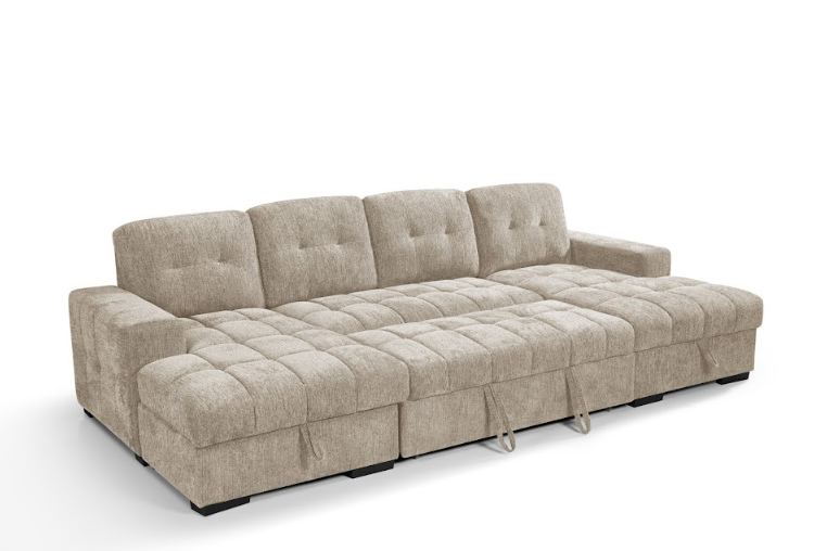 Palermo U Shape Sofabed With Ottoman Storage Beige Morgan | Malvern | Somerford | Calix | Euphoria | Plush Style