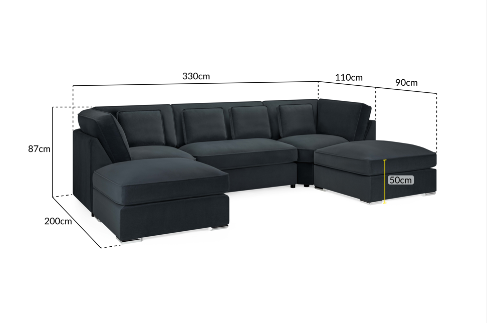 Belgravia Sofa Black U Shape Corner