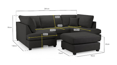 Carnaby Sofa Black U Shape Corner