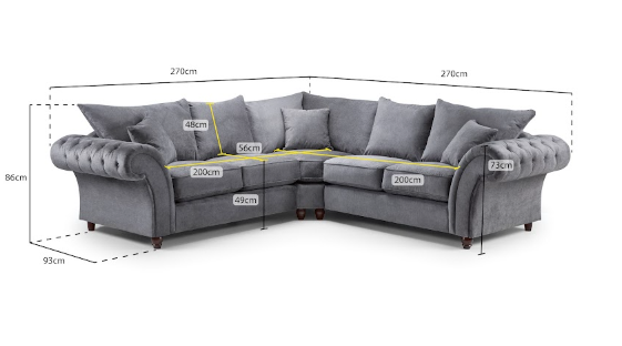 Windsor Fullback Sofa Grey Large Corner