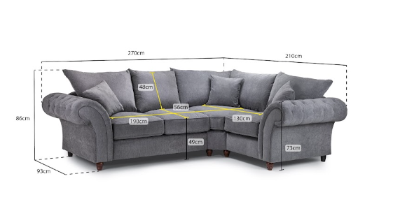 Windsor Fullback Sofa Grey Right Hand Facing Corner