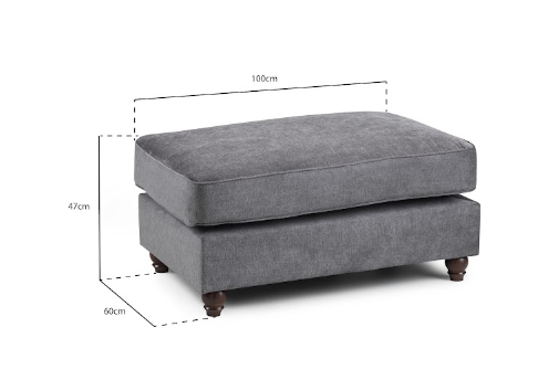 Windsor Fullback Sofa Grey Footstool
