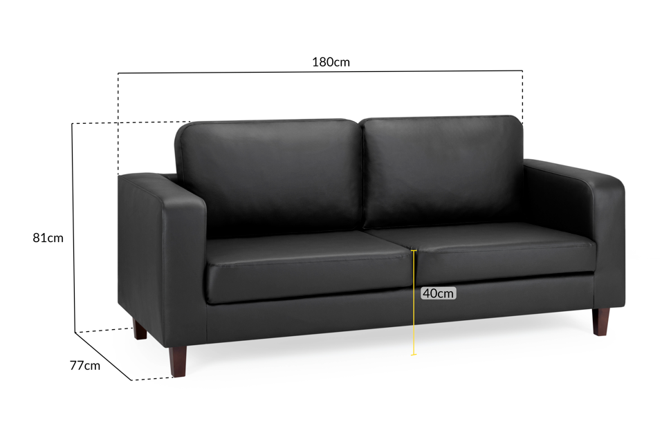 Sofa In A Box 3 Seater Black Faux Leather