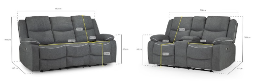 Harald Electric Recliner Sofa Grey 3 Seater